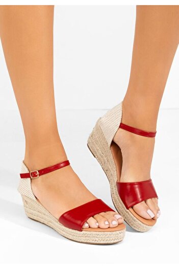 B T Shoes Jerilyn red platform sandals