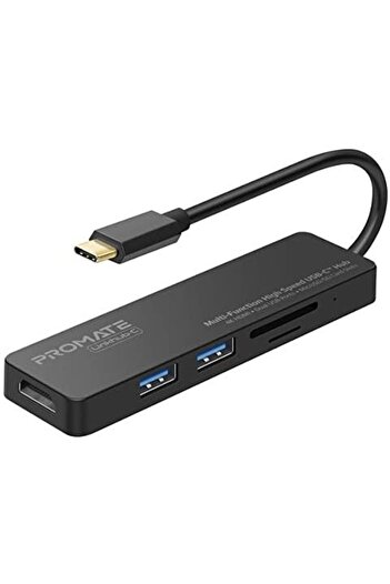 Promate محول متعدد المنافذ USB-C، موزع محمول من النوع C إلى شاحن مزامنة فائق السرعة بمنفذ USB 3.0 مزدوج،