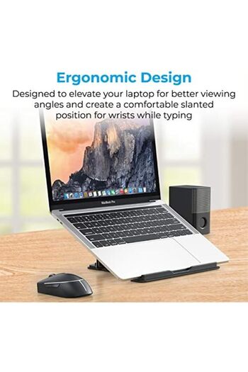 Promate Laptop Stand, Ergonomic Aluminum Multi-Level Notebook Stand up to 17 Inches with Anti-Slip P