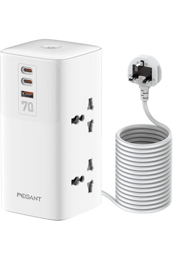 Generic PEGANT 70W Tower Power Extension Cord, 4 Universal Outlets, 2 USB-C PD3.0 & 1 USB-A Fast Charging Po