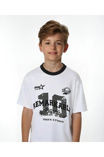ALANAQA Boys' oversized unisex T-shirt, ages 3-13 years