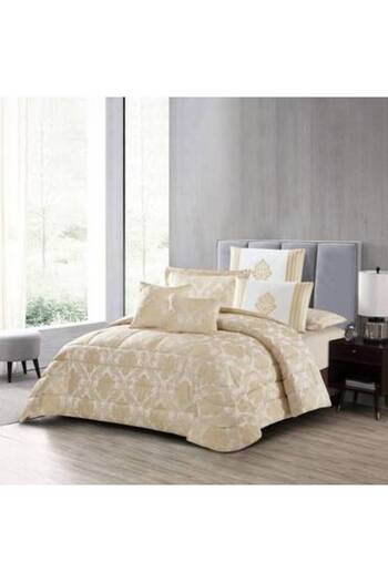 Pearrlla Valentini Jacquard Luxury Bedspread 8 Pieces King Size with Stitched Filling 260 x 240 cm for Two People