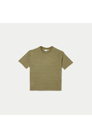 Juniors Stripes Crew Neck T-shirt with Short Sleeves