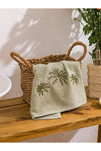 LC Waikiki Green Palm Embroidered Cotton Face Towel 50X80 cm