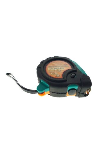 flores Metal tape measure FS-11591, 10m x 25mm, with locking button, clamp, black with green