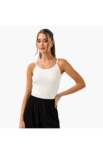 2Xtremz Strappy Crop Top With Crystals
