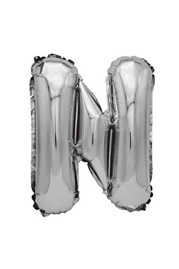 Balon made of silver metallic foil, Mirific Party, Letter N, 80 cm, Silver