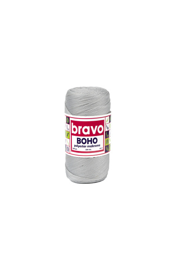 Bravo Boho Polyester Macrame Yarn 200 Gr 230 Meters 4 mm (Color Code: 60) Light Gray