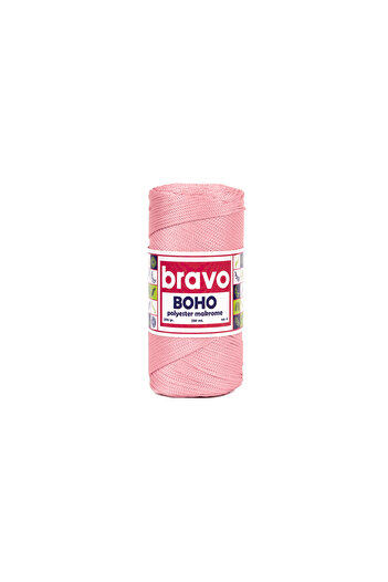 Bravo Νήματα μακραμέ από πολυεστέρα Boho 2 mm 200 gr 230 μέτρα Νο: 4 (Κωδικός χρώματος: 72) Ροζ σε σκόνη
