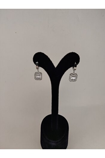 Romea Silver Color Steel Baguette Earrings, Tarnish Free Baguette Steel Earrings