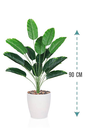 Generic Artificial banana leaf seedling (18 branches) in a cylindrical plastic container