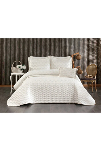 Sivalde Perla Cream Double Bedspread Set 4 Pieces