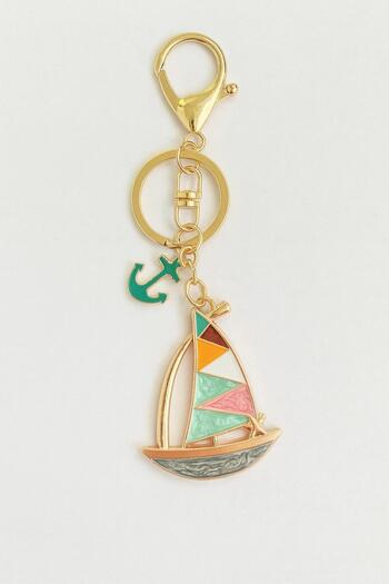 ela777 Turquoise Stone Embroidered Keychain with Sailing Figure Bag Charm Luck Keychain 777