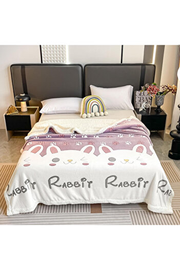 FIONNA.RO Cocolino Blanket With White Fur 200x230cm - Rabbit