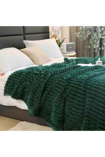 FIONNA.RO Cocolino Striped Blanket Medium Thickness - Dark Green