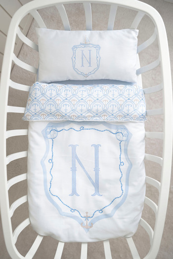NOU Letter Series Letter N Mother's Side Duvet Cover Set (60X100) - Noble Serie - Blue