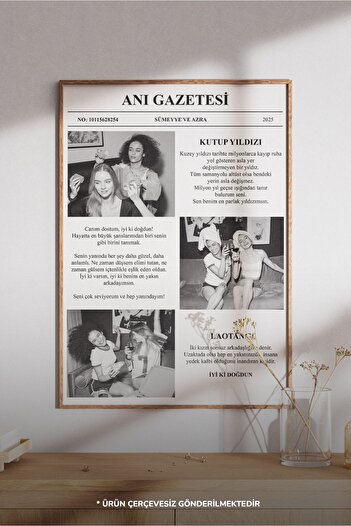 Sürpriz Vakti Kişiye Özel Anı Gazetesi | Favori Şarkınız, Sözler ve Fotoğraf ile Tasarlanmış Benzersiz Poster