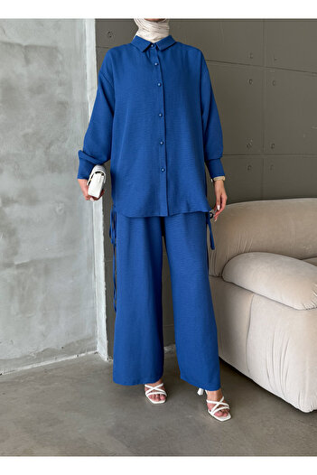 hacer ayaydın Aerobin Fabric Rope Detail Basic Pants Tunic 2-Piece Set