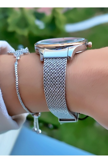 Daniel Klein Brand- Original- Rose Silver Color - 2 Years Warranty-Woven Cord- Women's Wrist Watch - Gift Bracelet