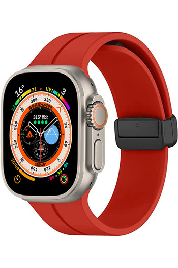 Good Case Apple Watch Se 3 (44mm) Compatible Silicone Band with Metal Buckle-84 Red