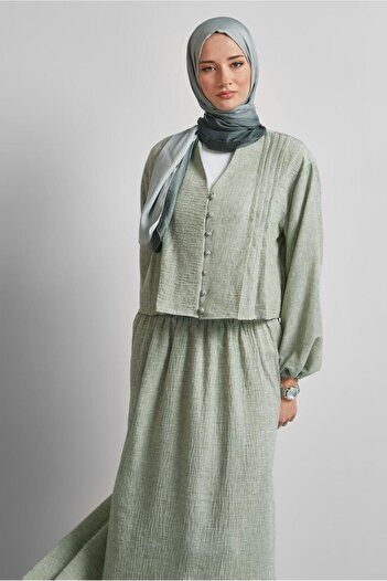 TRENDTESETTÜR Women's Khaki Buttoned Skirt Suit t 1922