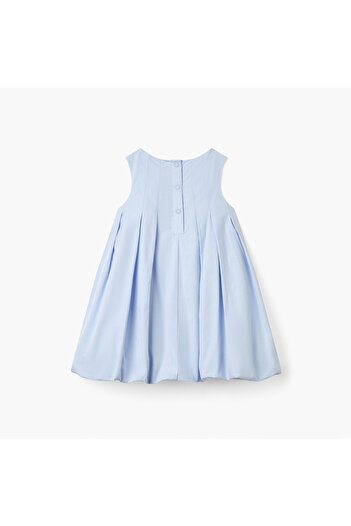 Juniors Butterfly Applique Sleeveless A-line Dress with Pleat Detail