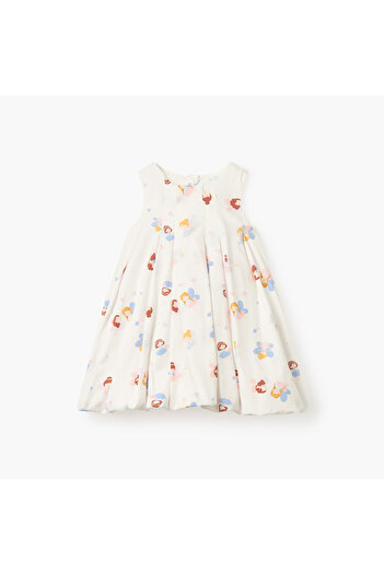 Juniors Fairy Print Sleeveless Dress with Button Closure