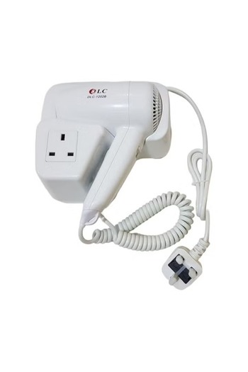 DLC 1200W Wall-Mount Hair Dryer – Triple Power Outlet, 50/60Hz, Easy to Use