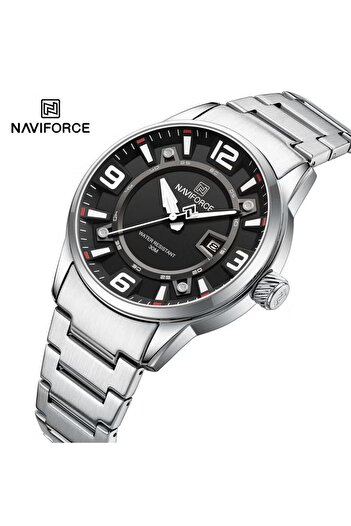 Naviforce Men's Analog Watch – 43mm Stainless Steel Strap, Date Display, Classic Waterproof Design