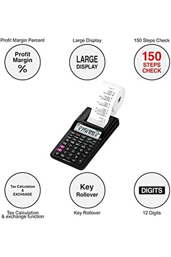 Casio Casio Hr8Rcbk Mini Printing Calculator, Black, D21