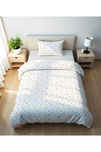 Evmila Double Sided Small Flowers Patterned - Printed Single Duvet Cover Set
