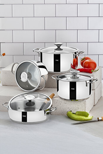 Taç 8 Piece Bengü Pro Induction Base Cookware Set Made of Metal