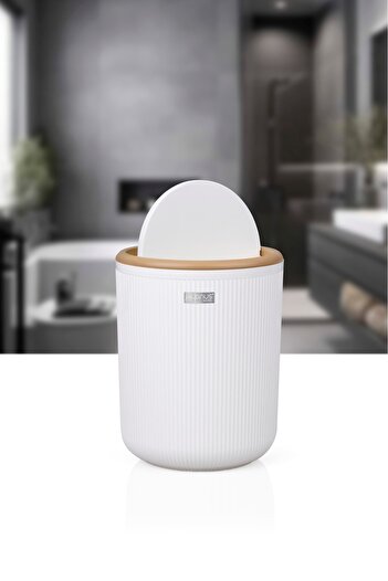 Okyanus Home Coș de gunoi rotund cu dungi Linea Due, alb închis