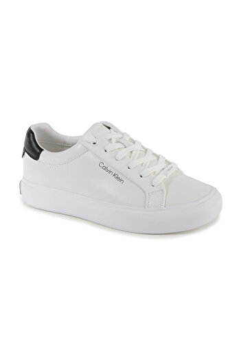 Calvin Klein Women's Brand Logo Lace-up Non-Slip Sole Casual White Sneaker HW0HW02037-0LI