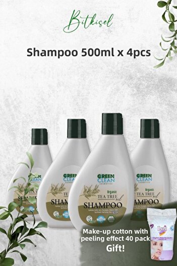 Green Clean Tea Tree Shampoo - 275 Ml X 4 Pieces and Gift