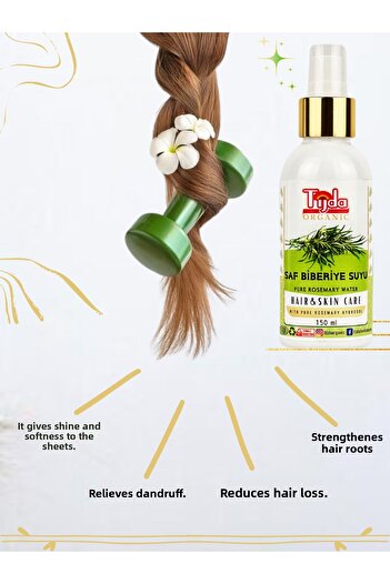 TİJDA Pure Rosemary Water Hair Tonic 150 ml Anti-Hair Loss 100% Natural Hair and Skin Tonic