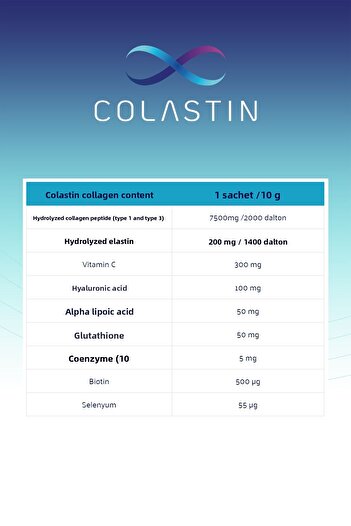 Colastin 7500 Mg Collagen 200 Mg Elastin 28 Powder Sachet |   Easy and Soft Drinking