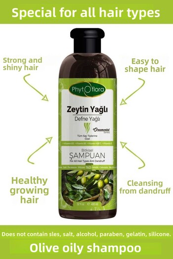 Phytoflora Kumraldede Market Olive Oil Herbal Shampoo Special for All Hair Types Without Salt 400 ml