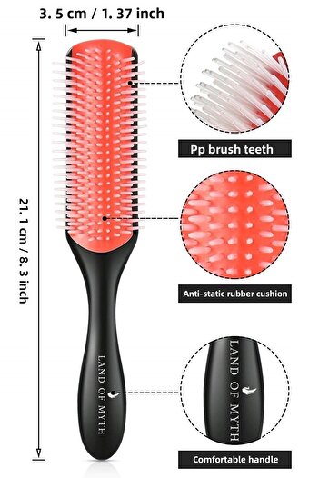 LAND OF MYTH Styling Brush, 9 Rows Styling Brush, ( Curly Girl ) Curly Girl Method Brush