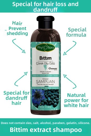 Phytoflora Sacina Flexible 400 ml Herbal Shampoo with Bittim Extract, Salt-Free, Special for Falling and Dandruffy Hair