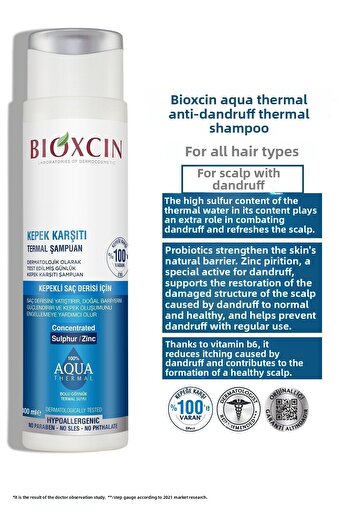 Bioxcin Aqua Thermal 300ml Shampoo - All Hair Types 5 Pack Anti-dandruff