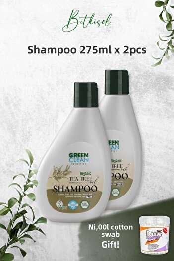 Green Clean Tea Tree Shampoo - 275 Ml X 2 Pieces and Gift