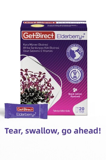 GetDirect Elderberry+ Blackberry and African Geranium - 20 Chassis, Long Swing Vitamin C, Water-Free Use