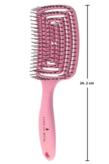 LAND OF MYTH Lom1272 Three-Dimensional Flexible Hair Lightening and Combing Brush, Flexible Pro Brush (pink)
