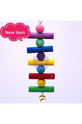 UniqBirdToys Bird Cage Chewing Toy with Bell Colorful