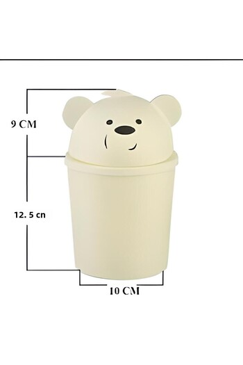 bk&tk design Teddy Bear Trash Can White - Children's Room Trash Can Small Desktop Trash Can