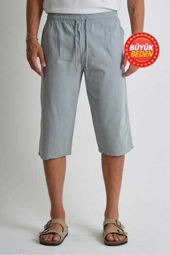 Dechers Men's Large Size 100% Cotton Linen Look Capri E203