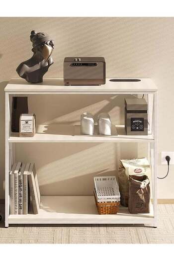 Luxehome 3-Tier Adjustable Coffee Table with Charging Base and Storage Shelf for Living Room or Sofa Entryway