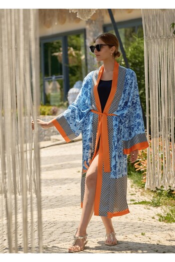 Mayovera Kimono - Flori Albastre