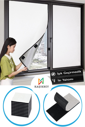 KAŞIKBEY Plain Silver Gray Light Heat Proof Sunshade Curtain Stain Resistant Blackout Sun Curtain